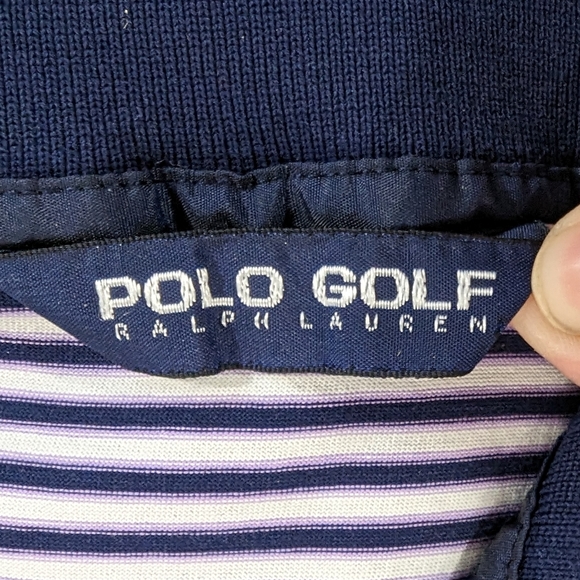 Polo By Ralph Lauren Shirt Men's XXL Blue Purple White Stripes Golf Polo - Picture 5 of 7
